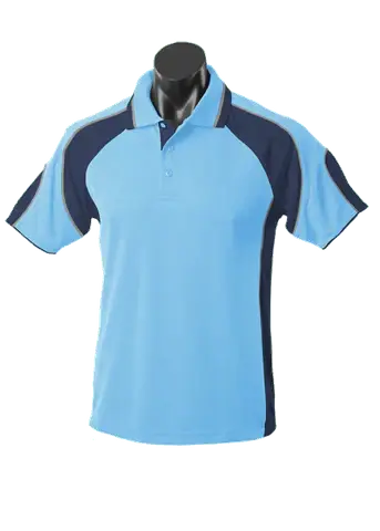 Aussie Pacific Men's Murray Polo Shirt 1300 Casual Wear Aussie Pacific Sky/Navy/Ashe S